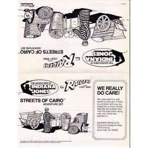 1982 Kenner Indiana Jones Streets of Cairo Instructions Raiders Lost Ark